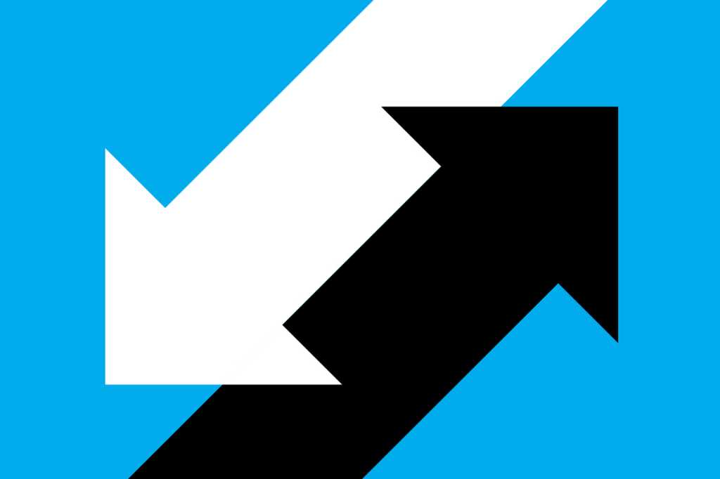 arrows yin yang opposites black and white changing directions up down robinolimb getty